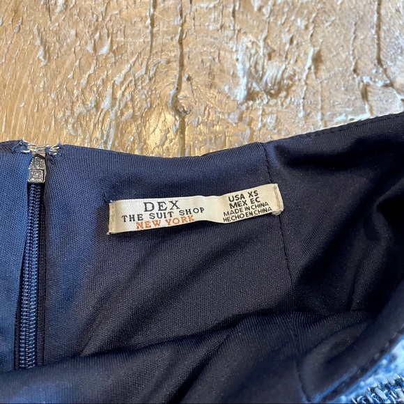 DEX Navy Blue and White Tweed Pencil Skirt - Picture 3 of 4